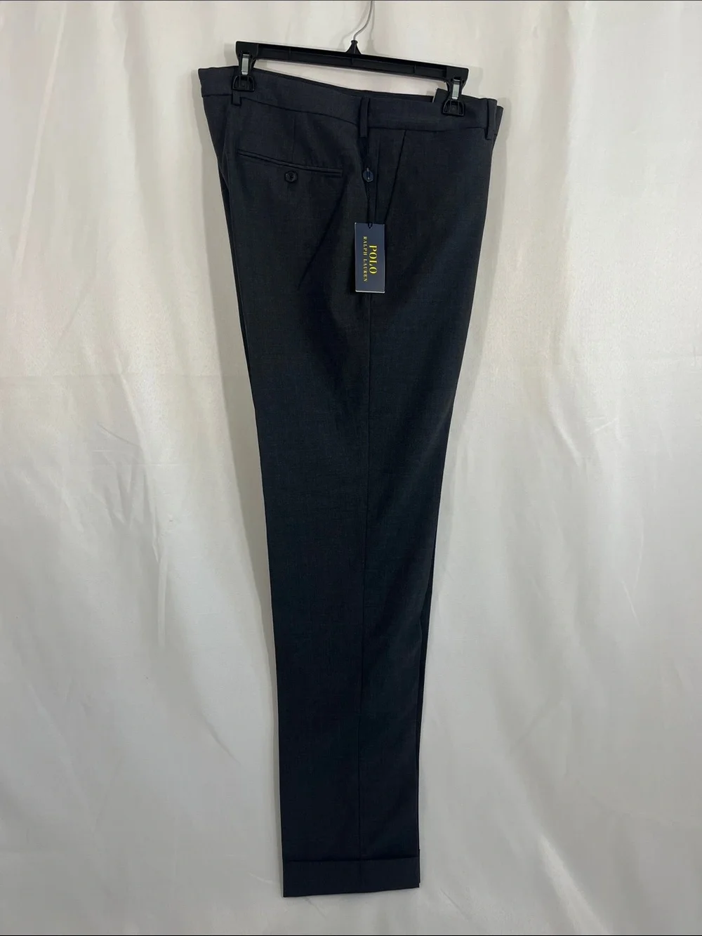 Polo Stretch Slim-Fit Gray Dress Pants 38x34 NWT - Flat Front, Cuffed